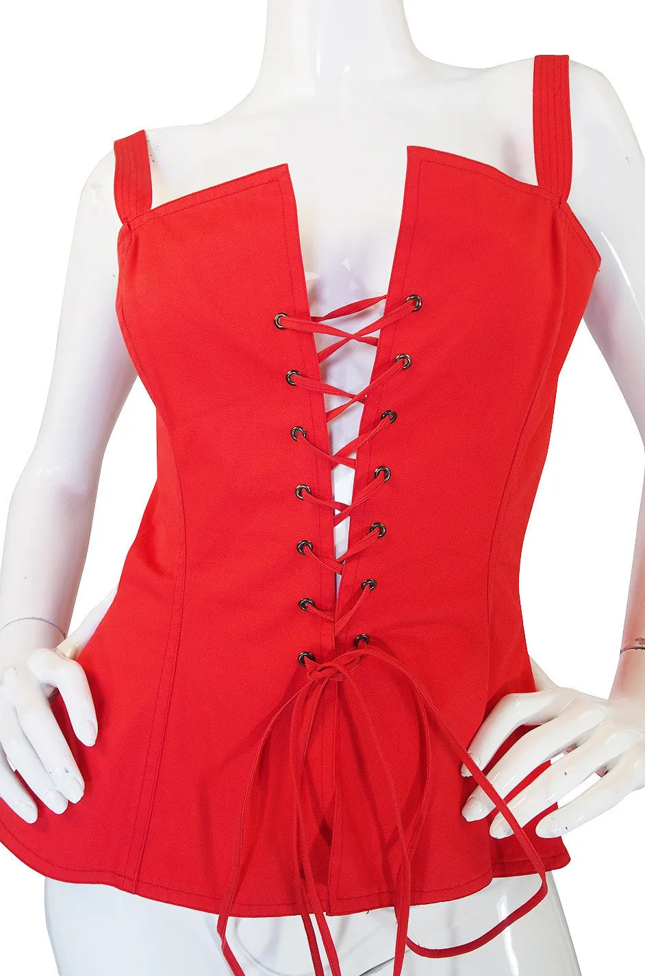 1970s Yves Saint Laurent Red Corset Top