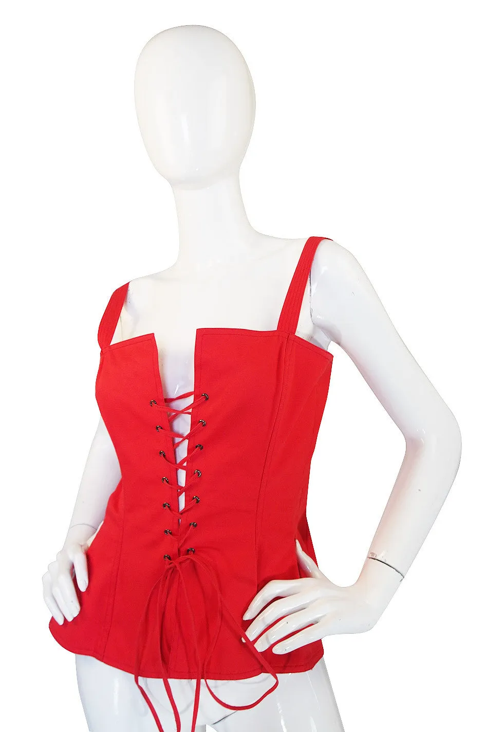 1970s Yves Saint Laurent Red Corset Top