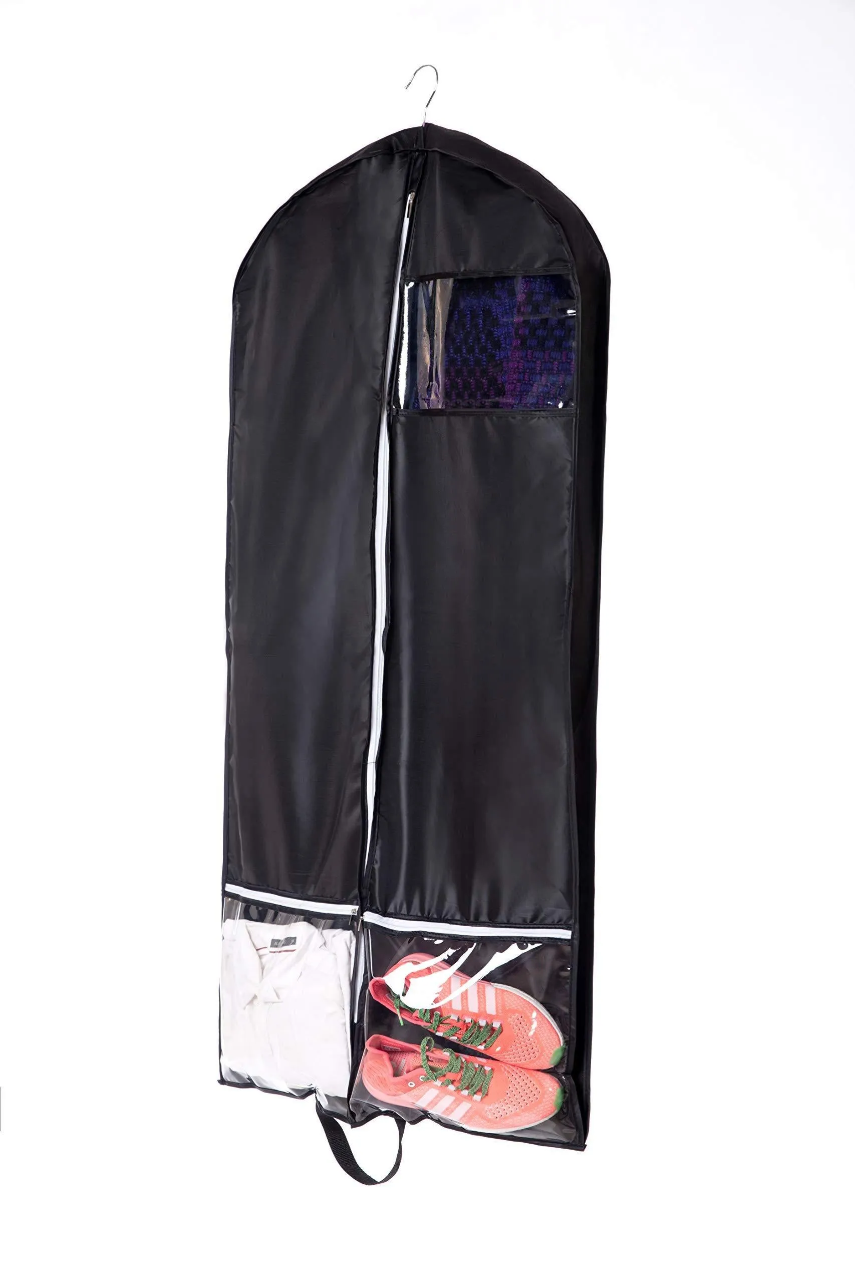 54"Travel Suit Bag, Versatile Dance Costume Bag, Foldable Full Zipper Garment Bag Dream Duffel, Versatile Hanging Garment Bag with 2 Large Zipper Pockets and Clear Window for Travel (3 Packs)