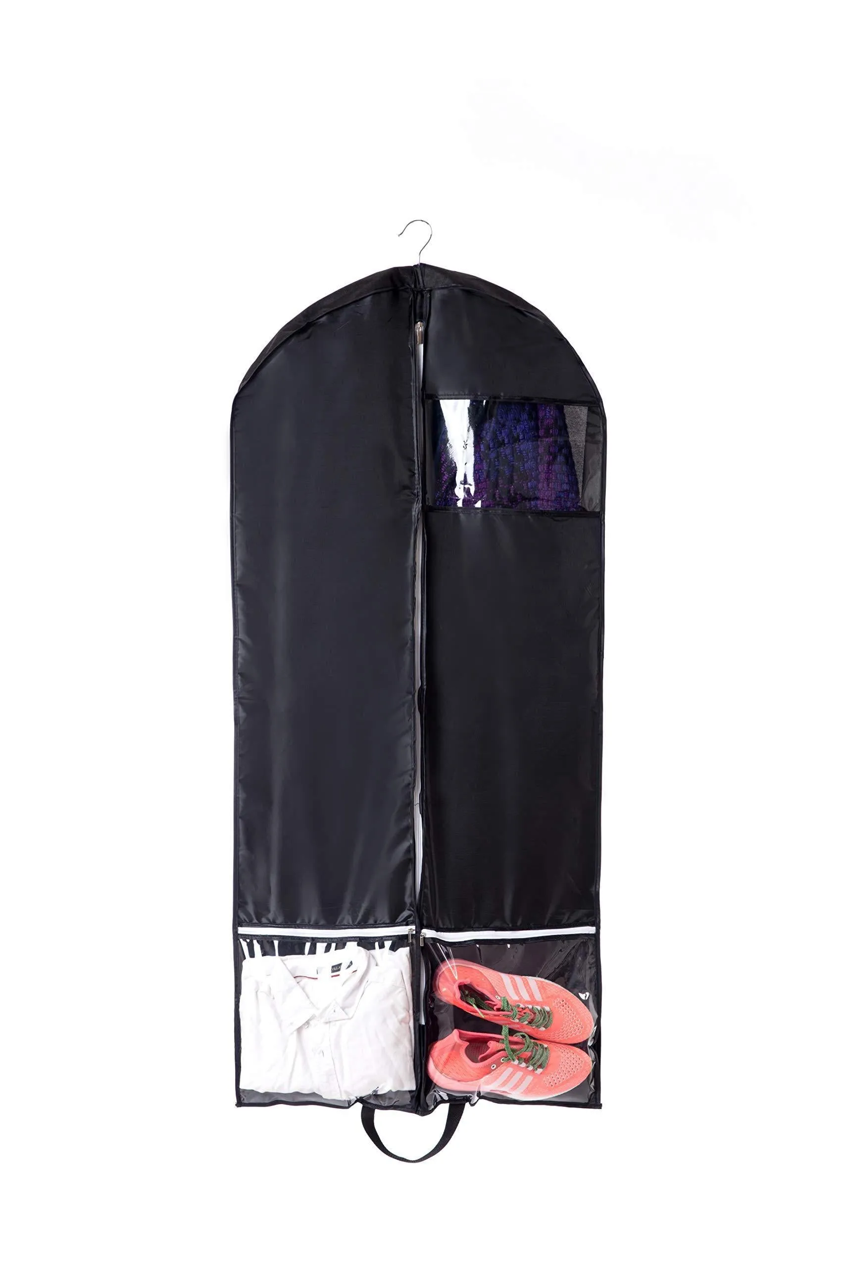 54"Travel Suit Bag, Versatile Dance Costume Bag, Foldable Full Zipper Garment Bag Dream Duffel, Versatile Hanging Garment Bag with 2 Large Zipper Pockets and Clear Window for Travel (3 Packs)