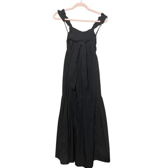 Abercrombie &amp; Fitch Bow Back Poplin Maxi Dress Black Size Small