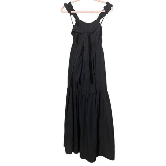 Abercrombie &amp; Fitch Bow Back Poplin Maxi Dress Black Size Small