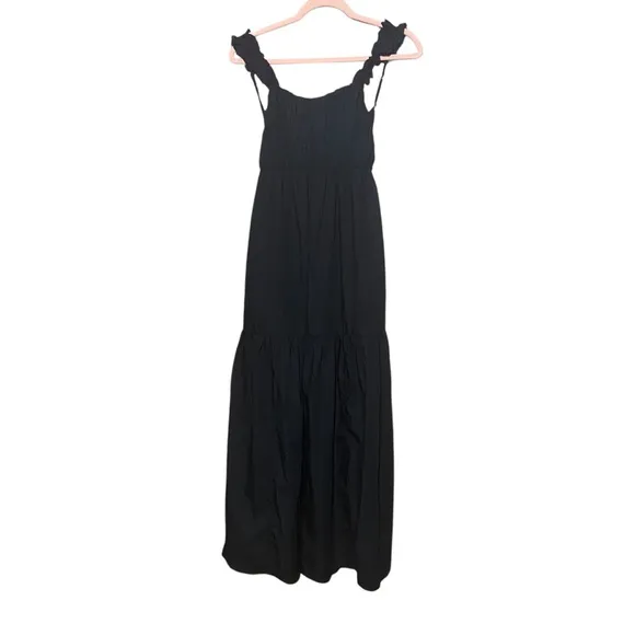 Abercrombie &amp; Fitch Bow Back Poplin Maxi Dress Black Size Small