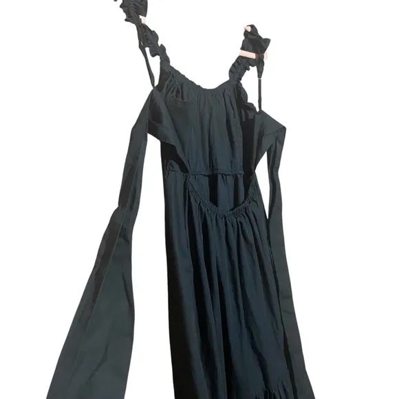 Abercrombie &amp; Fitch Bow Back Poplin Maxi Dress Black Size Small