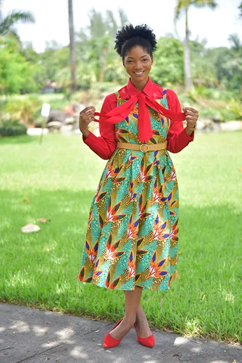 African Bowtie Dress ( 4Piece- Dress, Shirt , Bowtie and Belt included)