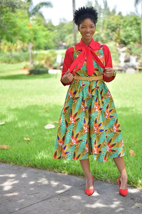 African Bowtie Dress ( 4Piece- Dress, Shirt , Bowtie and Belt included)