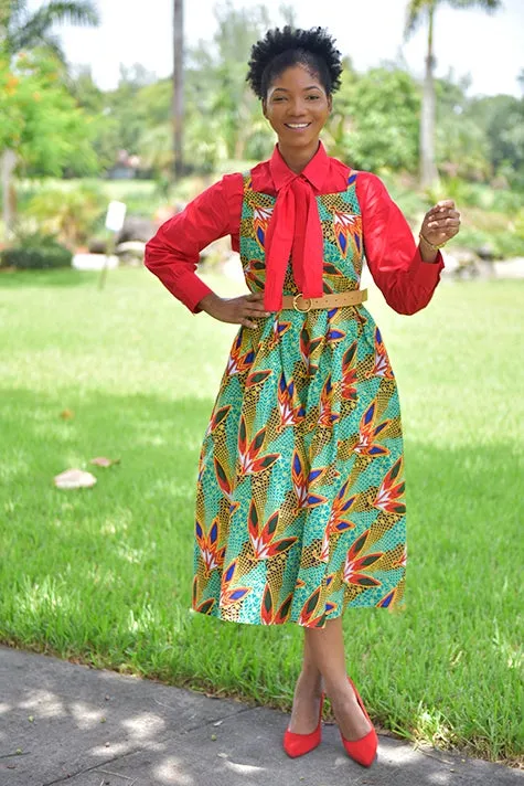 African Bowtie Dress ( 4Piece- Dress, Shirt , Bowtie and Belt included)