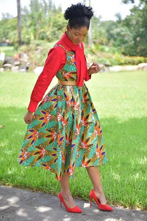 African Bowtie Dress ( 4Piece- Dress, Shirt , Bowtie and Belt included)