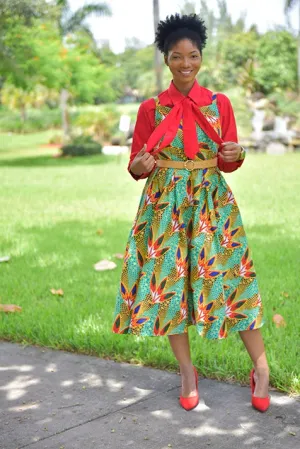 African Bowtie Dress ( 4Piece- Dress, Shirt , Bowtie and Belt included)