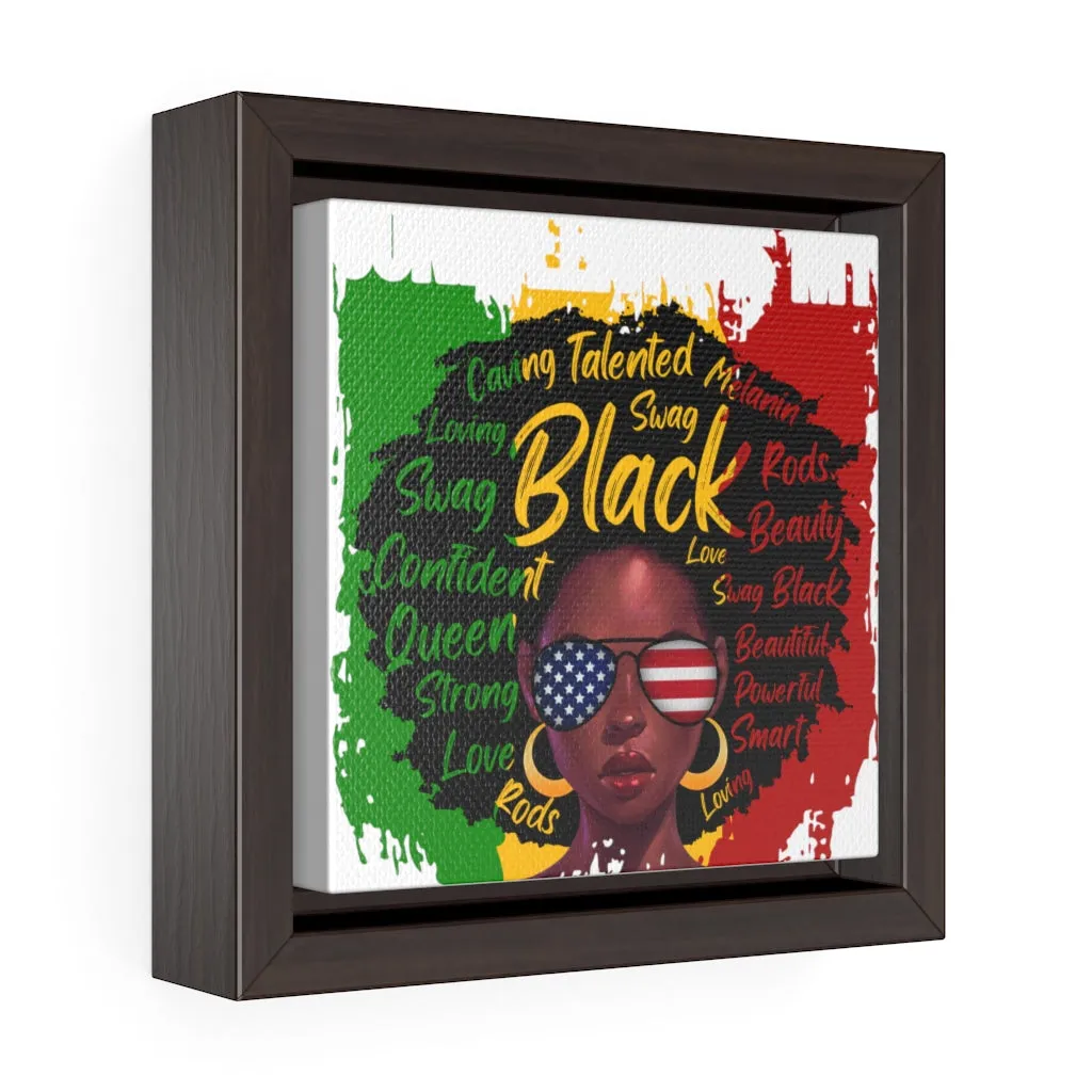 African Woman Black Woman Square Framed Premium Gallery Wrap Canvas