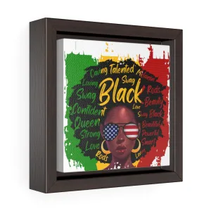 African Woman Black Woman Square Framed Premium Gallery Wrap Canvas