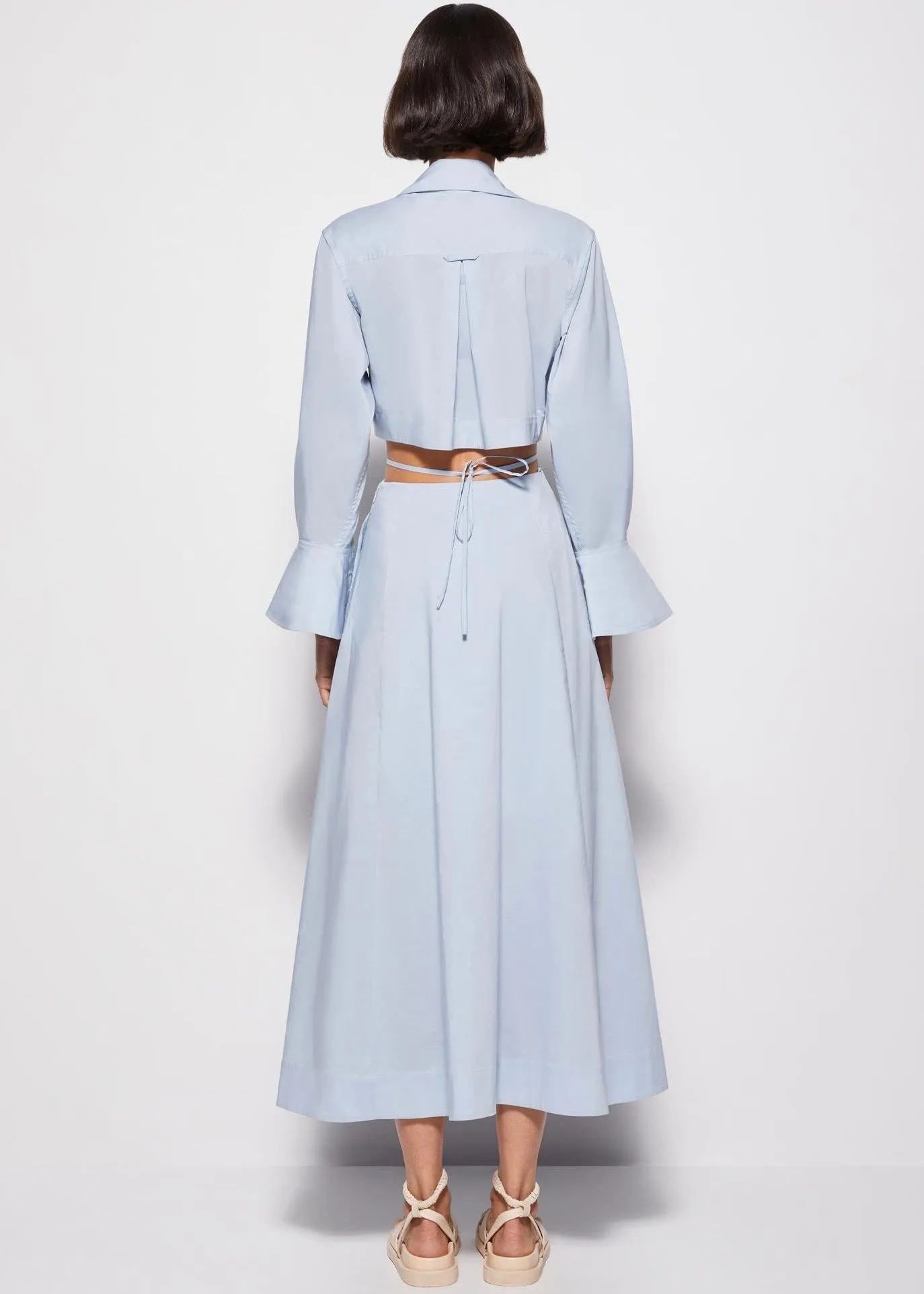 Alex Pleated Cotton Poplin Dress (Cove)