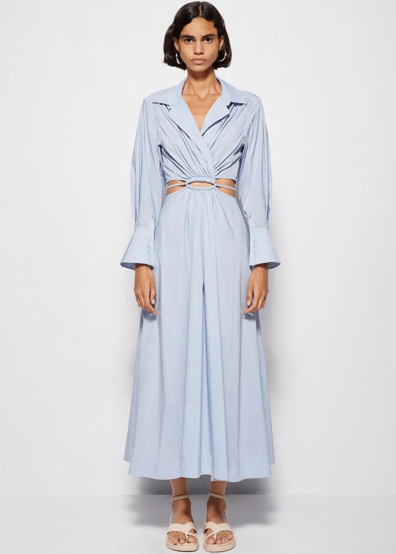 Alex Pleated Cotton Poplin Dress (Cove)
