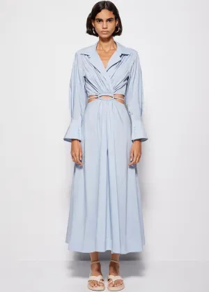 Alex Pleated Cotton Poplin Dress (Cove)