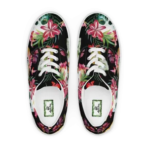 Aloha Tribe Skulls Mens Black Canvas Shoes