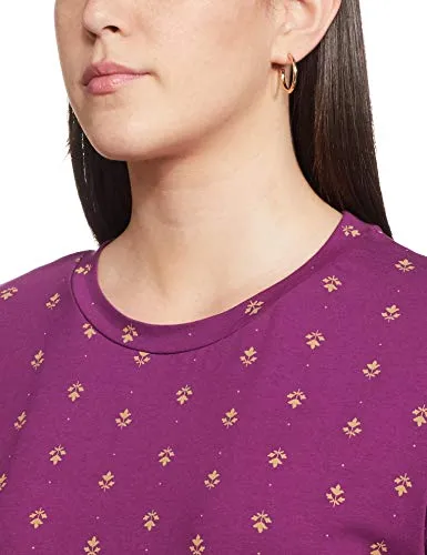 Amazon Brand - Myx Women's Loose T-Shirt (PAG 103_Black and Purple XXXX-Large)