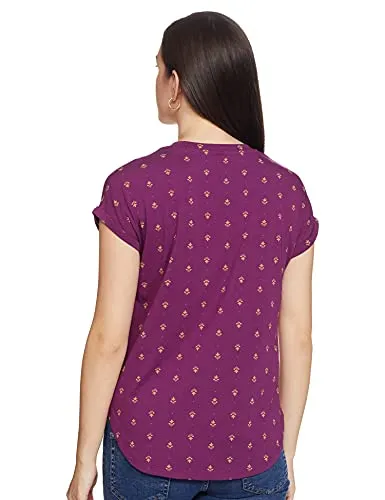 Amazon Brand - Myx Women's Loose T-Shirt (PAG 103_Black and Purple XXXX-Large)