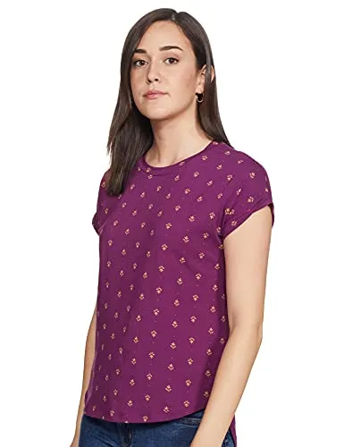 Amazon Brand - Myx Women's Loose T-Shirt (PAG 103_Black and Purple XXXX-Large)