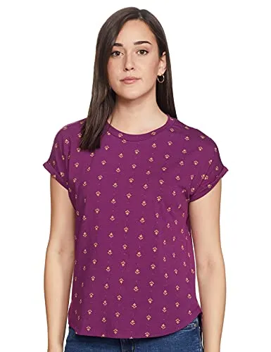 Amazon Brand - Myx Women's Loose T-Shirt (PAG 103_Black and Purple XXXX-Large)