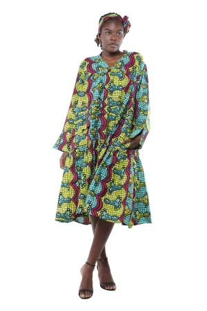 Ankara V Neck Midi Dress