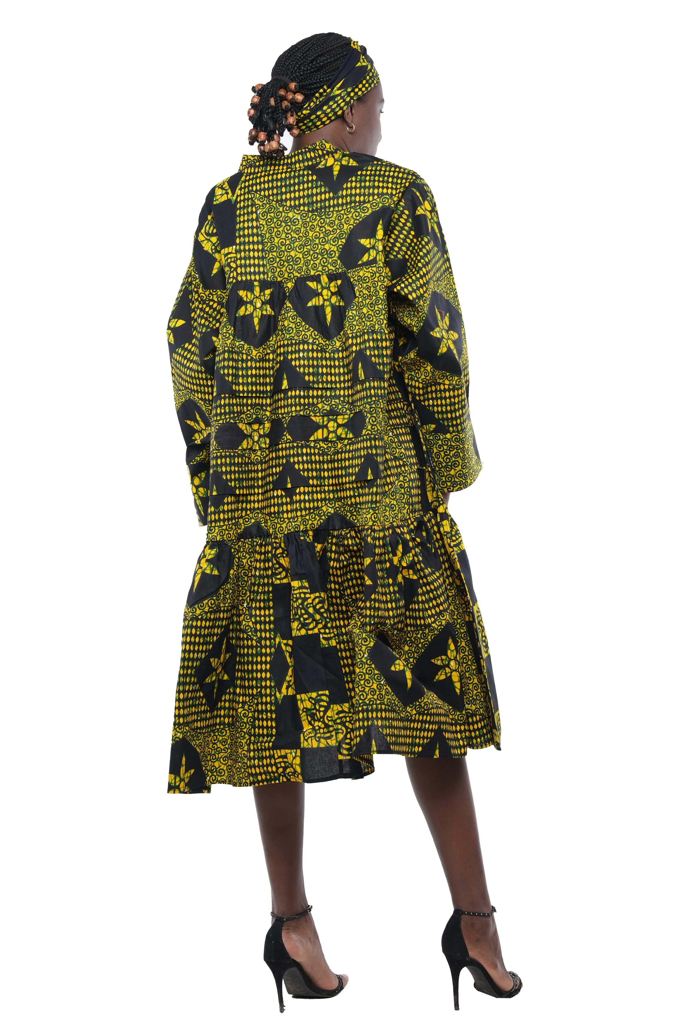 Ankara V Neck Midi Dress