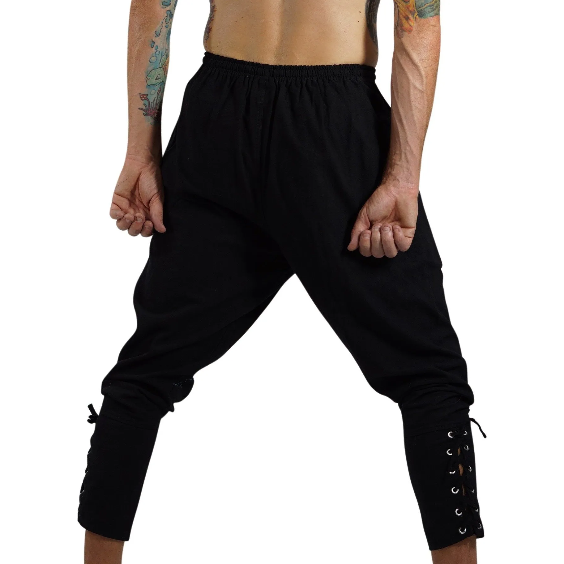 'Ankle Cuff' Medieval Pants - Black