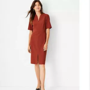 Ann Taylor Elbow Sleeve V-Neck Dress in‎ Bi-Stretch | Women’s Size 8