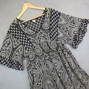 Anthropologie Akemi   Ki‎ Dress Women 6 Brooke Embroided Eyelet Boho Oversized