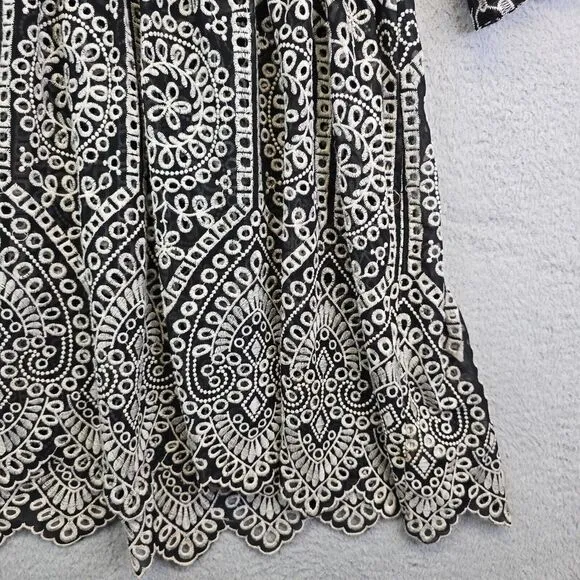 Anthropologie Akemi   Ki‎ Dress Women 6 Brooke Embroided Eyelet Boho Oversized