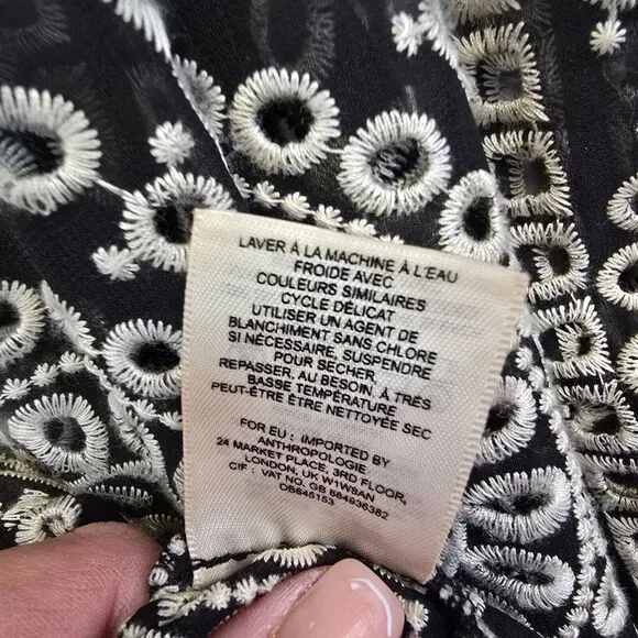 Anthropologie Akemi   Ki‎ Dress Women 6 Brooke Embroided Eyelet Boho Oversized