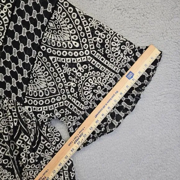 Anthropologie Akemi   Ki‎ Dress Women 6 Brooke Embroided Eyelet Boho Oversized