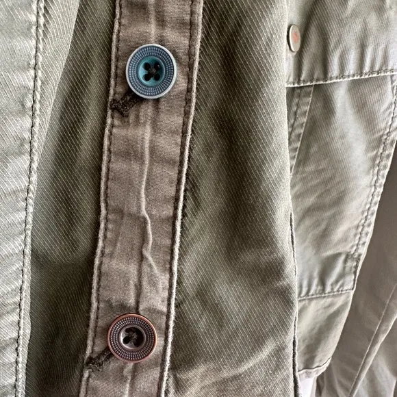 Anthropologie Hei Hei Army Green Cargo Canvas Jacket Size Medium