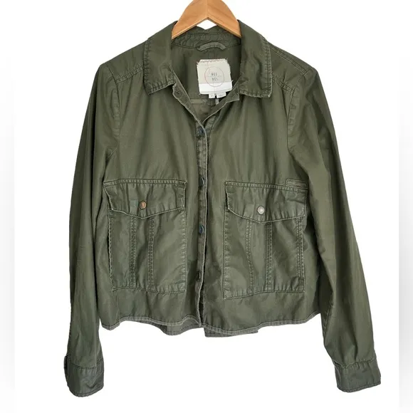 Anthropologie Hei Hei Army Green Cargo Canvas Jacket Size Medium