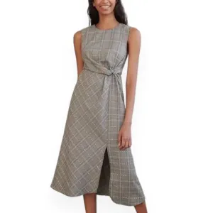 Anthropologie Maeve Reese Plaid Tweed Midi Dress librarian academia 10 Medium