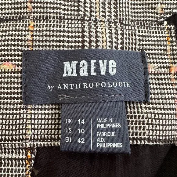 Anthropologie Maeve Reese Plaid Tweed Midi Dress librarian academia 10 Medium