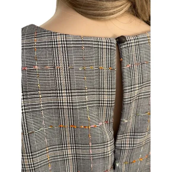 Anthropologie Maeve Reese Plaid Tweed Midi Dress librarian academia 10 Medium