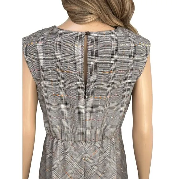 Anthropologie Maeve Reese Plaid Tweed Midi Dress librarian academia 10 Medium