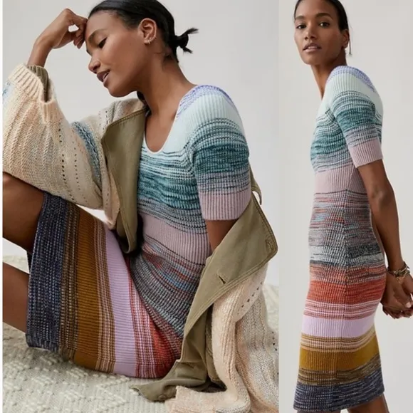 Anthropologie Space-Dyed Knit Midi Dress size Medium