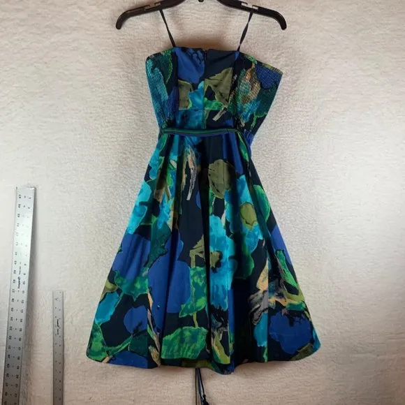 Anthropologie Vanessa Virginia Women’s Shade Flower Strapless Dress Size 4‎ 8461