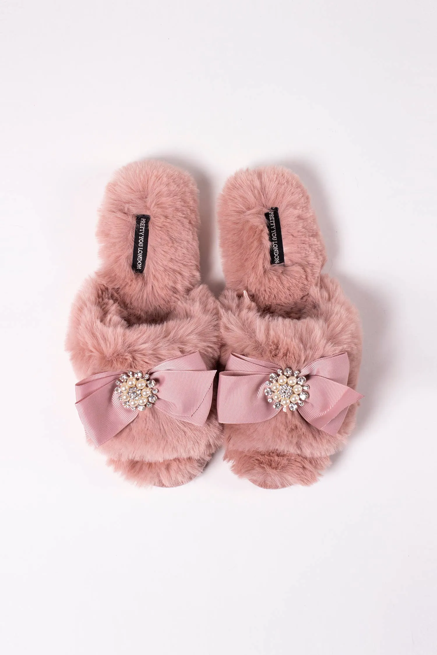 Anya Embellished Slider Slippers in Pink: Pink / S = UK 3-4 / EU 36-37 / US 5-6