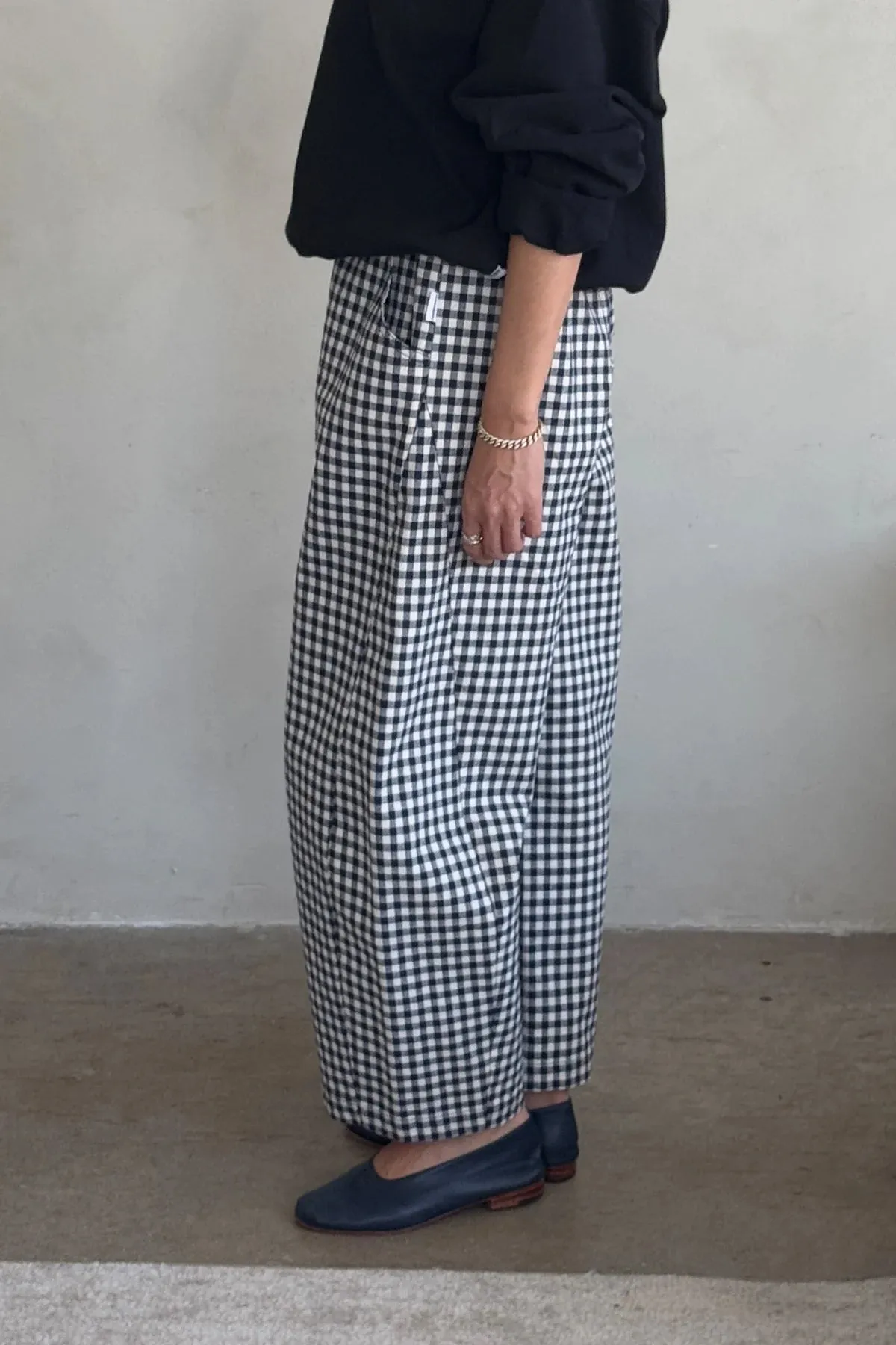 Arc Cotton Pant in Navy Gingham