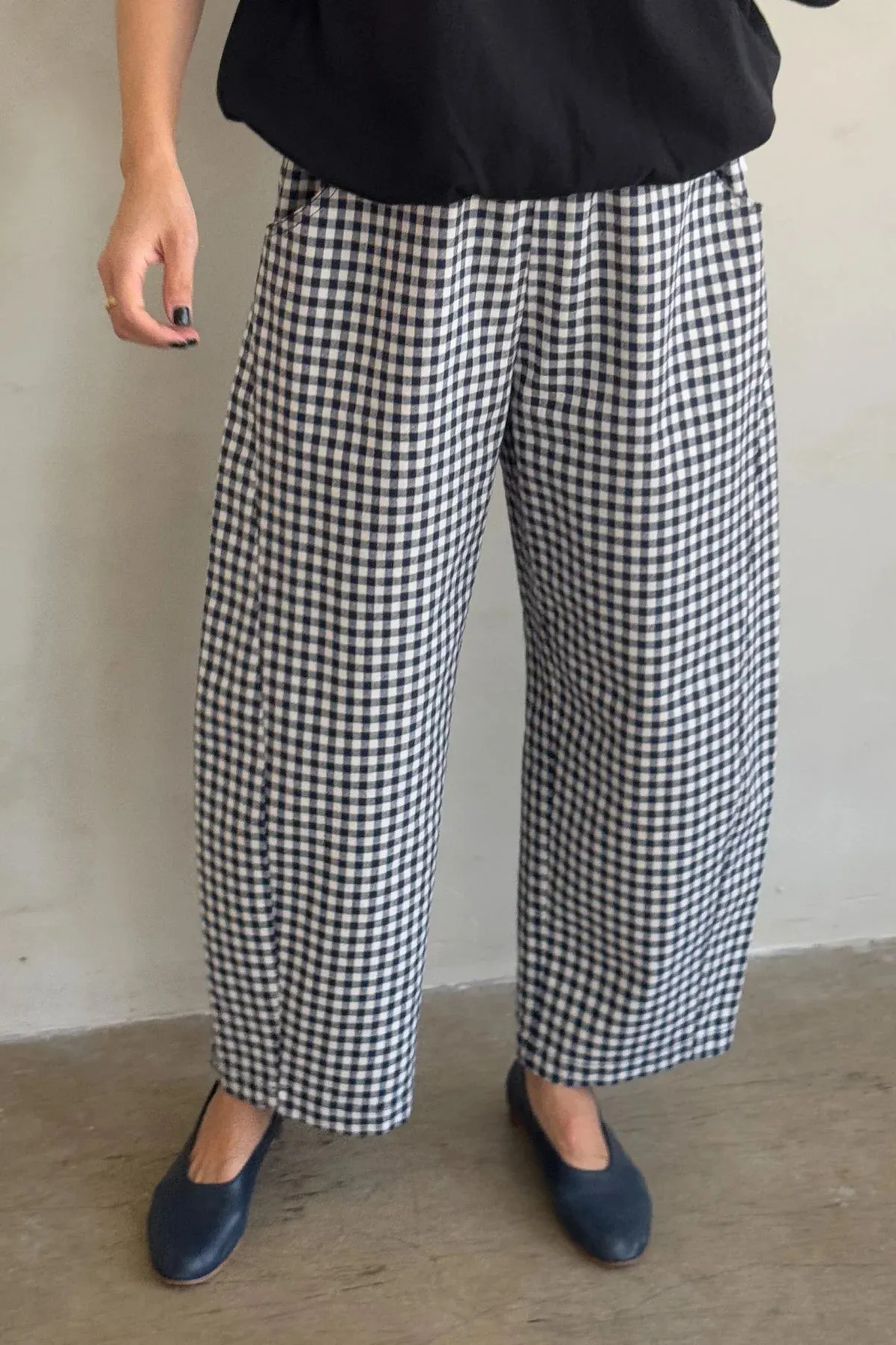 Arc Cotton Pant in Navy Gingham