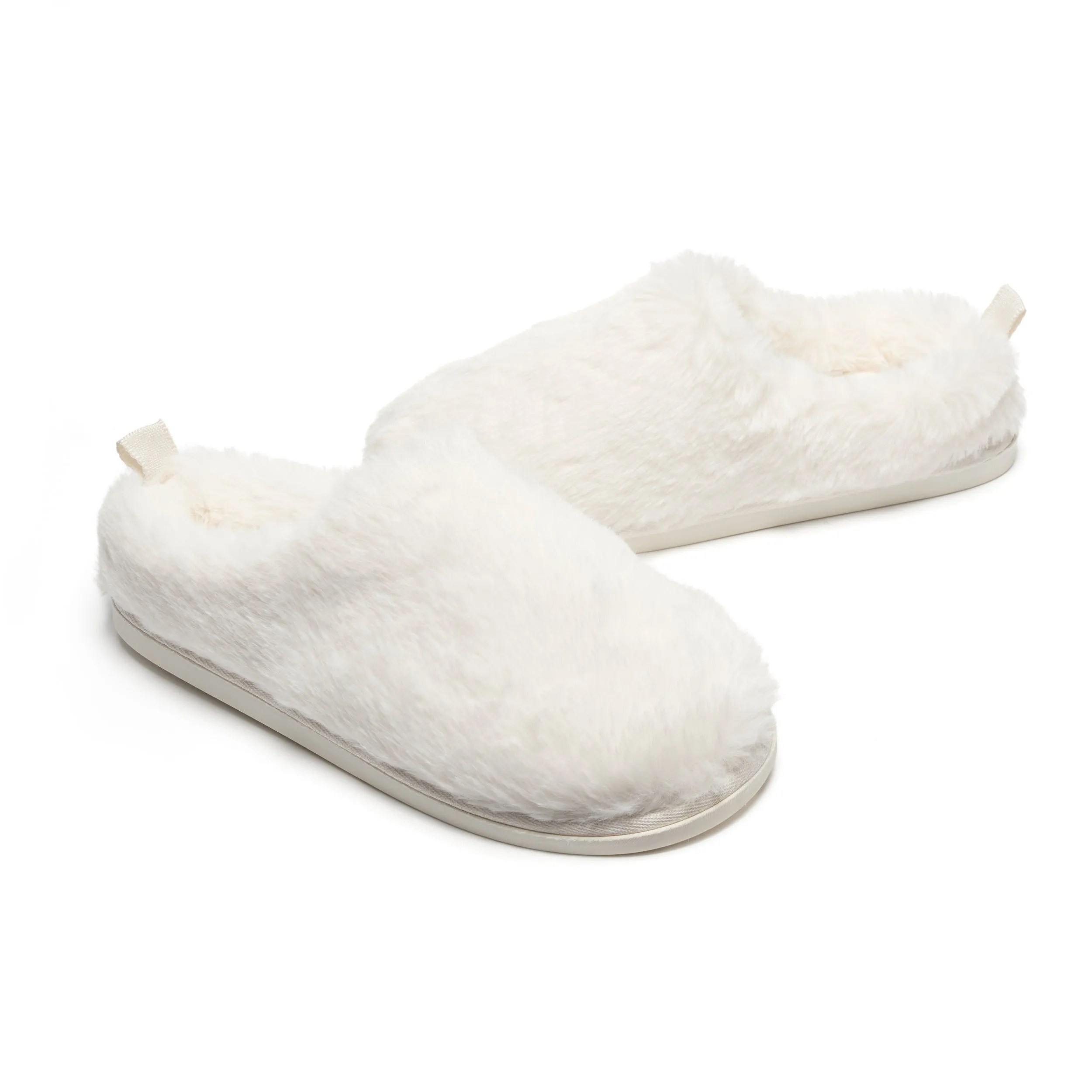 Ariana - 100% Recycled Faux Fur Mule Slipper - Cream