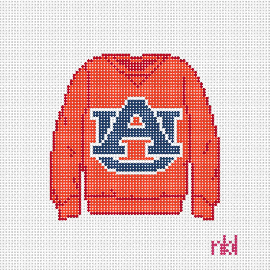 Auburn Sweatshirt Needlepoint Canvas Orange or Blue
