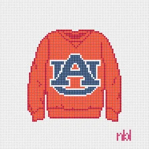 Auburn Sweatshirt Needlepoint Canvas Orange or Blue