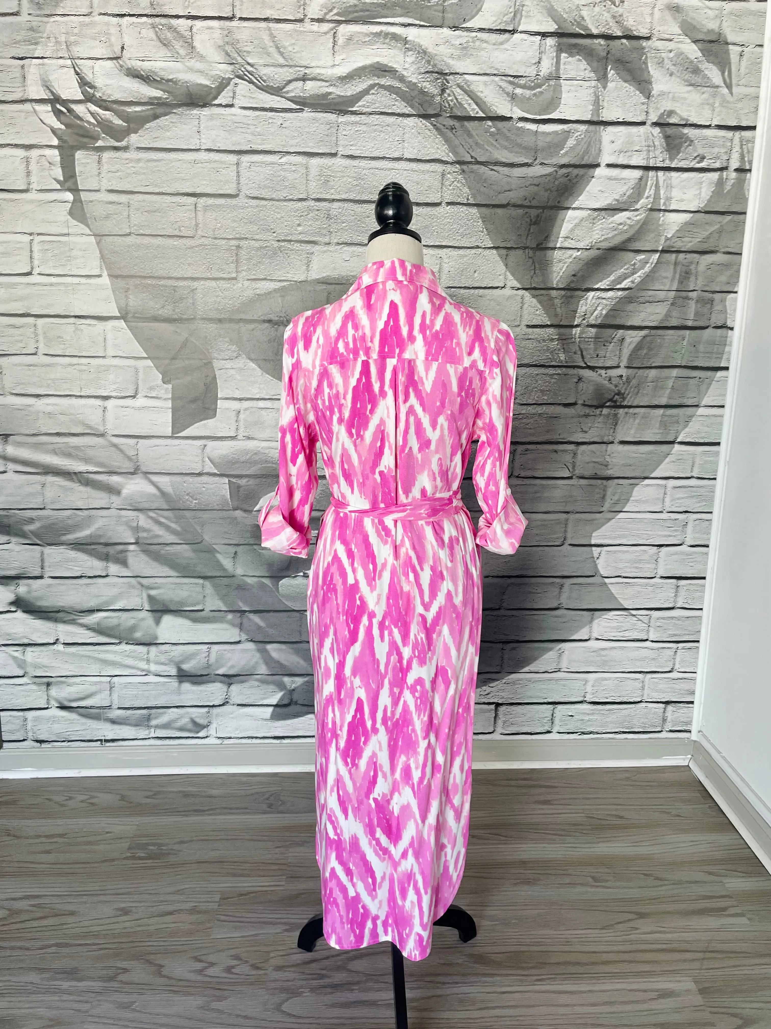Augusta Midi Dress in Pink Watercolor
