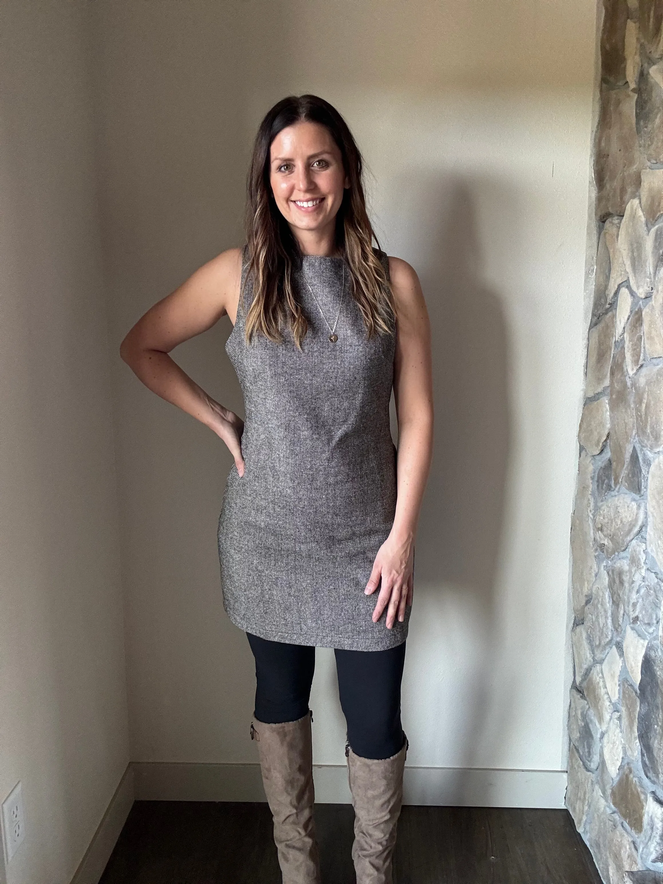 avenues black tan tweed mini dress