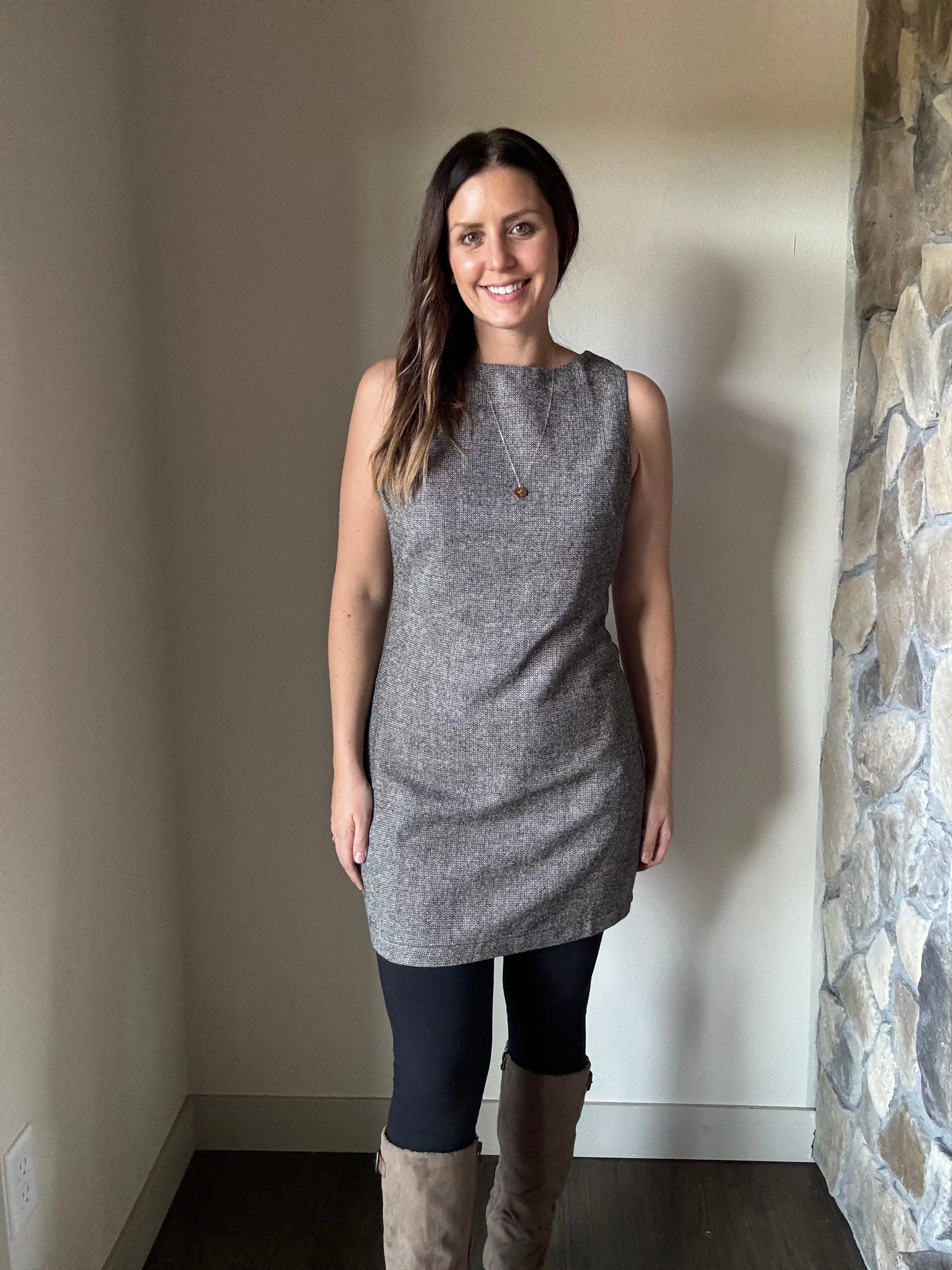 avenues black tan tweed mini dress