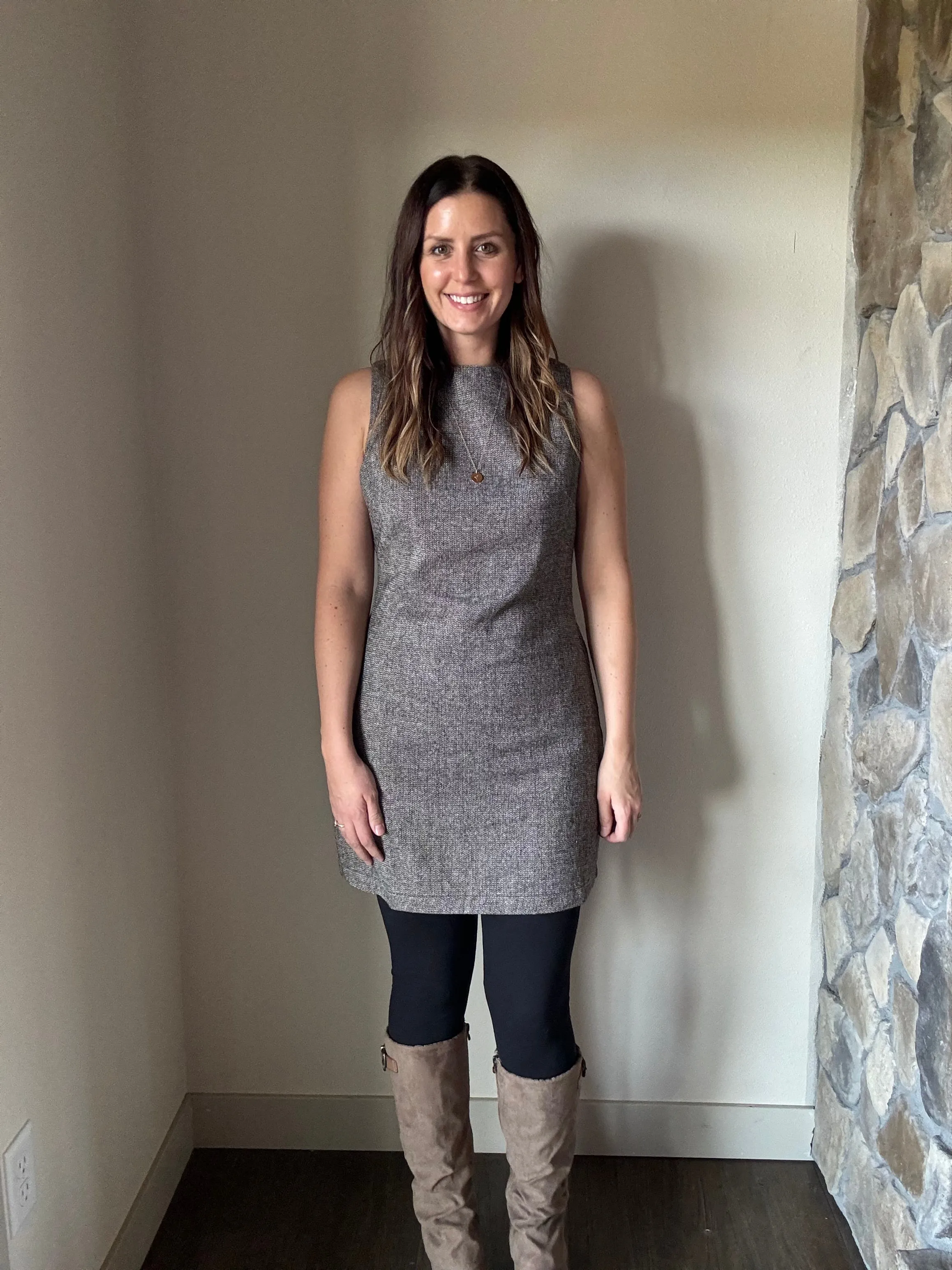 avenues black tan tweed mini dress