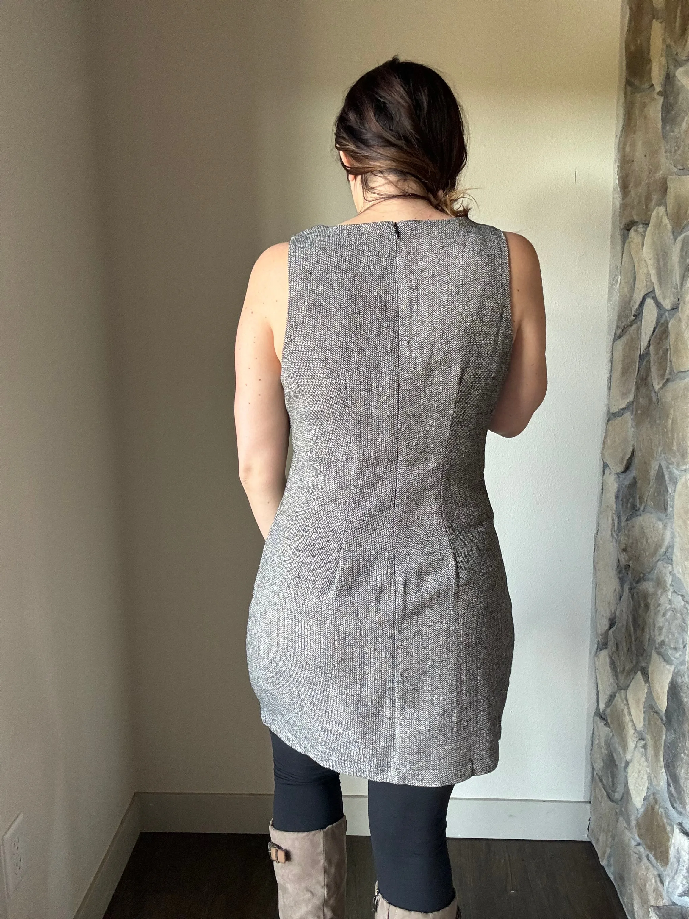 avenues black tan tweed mini dress